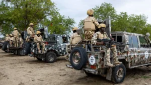 Nigerian soldiers at a military base in Borno state