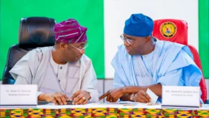 Governor Sanwo-Olu and Deputy, Hamzat. Photo/facebook/jidesanwooluofficial