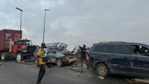 Accident scene at Kara Bridge,  yesterday.