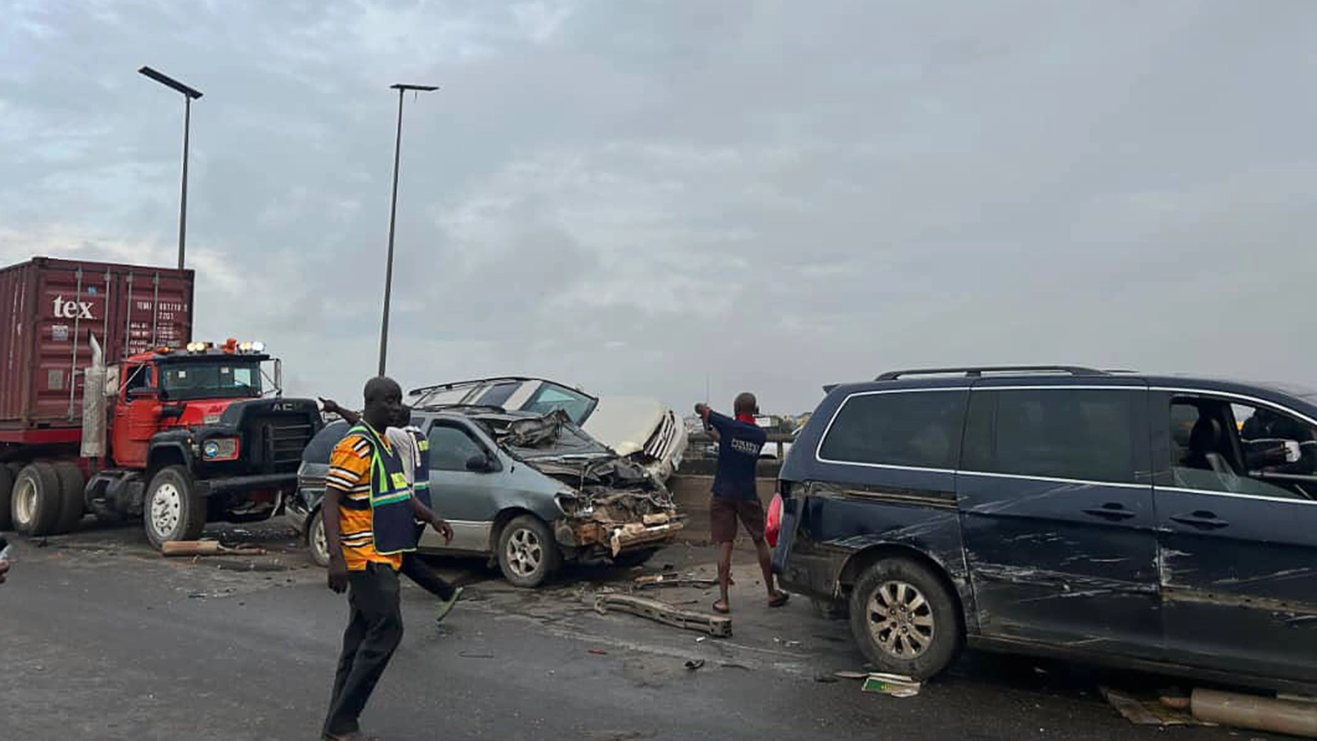 Accident scene at Kara Bridge,  yesterday.
